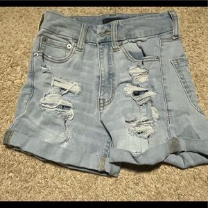 Aero high rise curvy midi ripped jean shorts